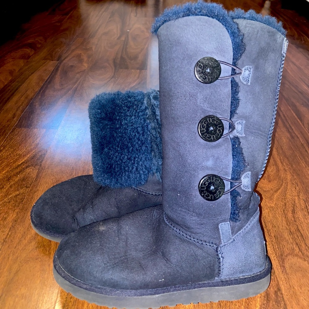 Navy blue button up UGG boots